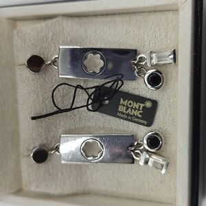 Mont Blanc Boheme Deco Silver & Onyx Charm Drop Earrings 36621